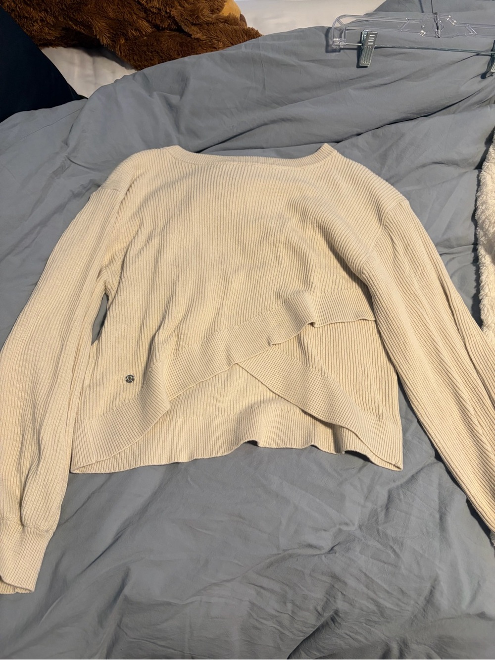 lululemon athletica Cream Ribbed Crossover Hem Sweater